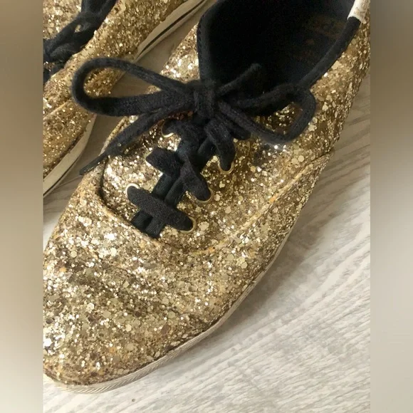 Kate Spade NY Keds Glitter Gold Sneakers, 7.5 - Picture 10 of 16
